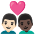 👨🏻‍❤️‍👨🏿 couple with heart: man, man, light skin tone, dark skin tone display on Google